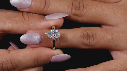 IGI Certified Pear Cut Lab Grown Diamond Solitaire Engagement Ring