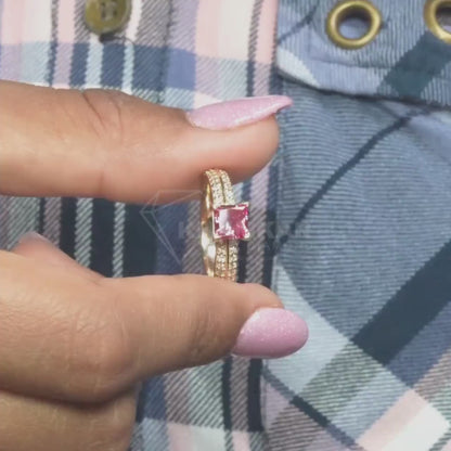 Pink Princess Cut Lab Grown Diamond Wedding Jewelry for Her