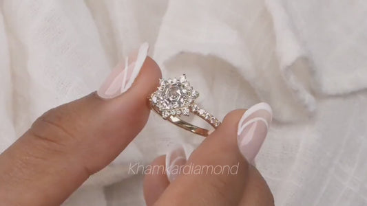 Hexagon Lab Diamond Engagement Ring for Women - IGI certidied