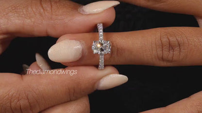 Oval Lab Grown Diamond  Pave  Engagement Ring For Women