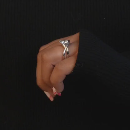 1 CT Round Lab Grown Diamond Spiral Halo Engagement Ring