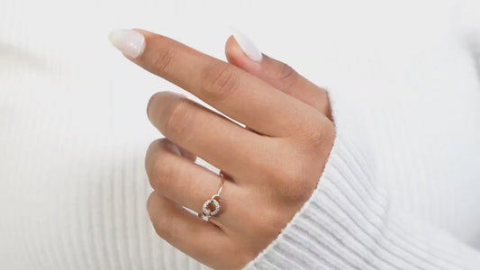 14K Gold Lab Diamond Open Circle Stackable Ring