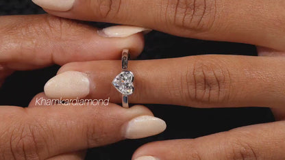 Heart Lab Diamond Ring | Bezel Set Solitaire Engagement Ring
