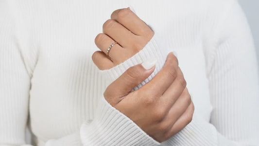 14K Gold 5 Stone Diamond Ring Dainty Stacking Band