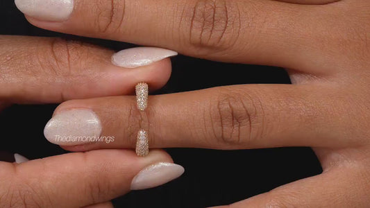 14K Gold Micro Pave Diamond Open Gap Wedding Band