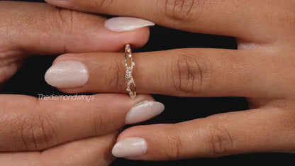 Lab Diamond Crossover Ring 14K Gold, Pave X Stacking Band