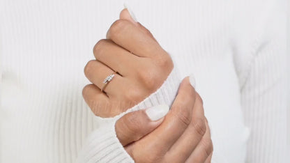 Lab Diamond Bypass Ring – 14K Gold Minimal Crossover Ring