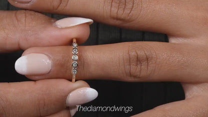 14K Gold Bezel Lab Diamond half Infinity Wedding Band