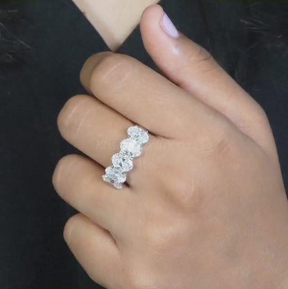 “Five Stone Oval Lab Diamond Wedding Band Ring”