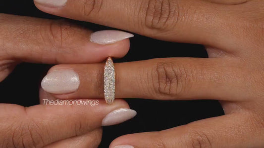 14K Gold Minimalist Pinky Ring | Pave Diamond Anniversary Gift