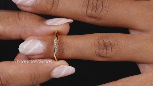 Minimalist Lab Grown Diamond Wave Stacking Ring