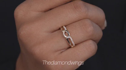 14K Gold Lab Grown Diamond Crossover Pave Wedding Band