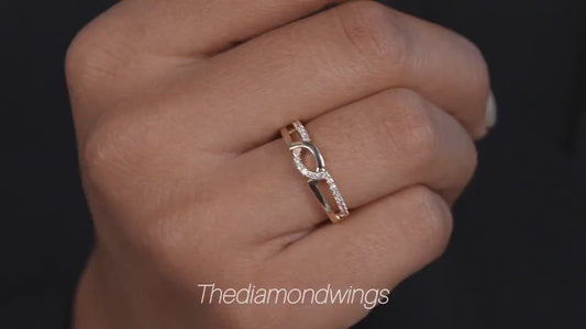 14K Gold Lab Grown Diamond Crossover Pave Wedding Band