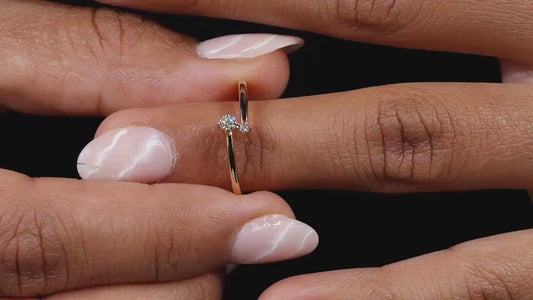 Dainty Two Stone Bypass Lab Diamond Ring in 14K Gold