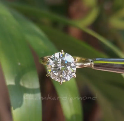 Lab Diamond Solitaire Ring – Round 6 Prong Engagement Ring