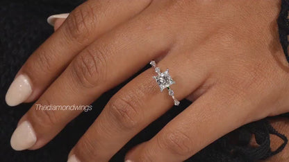 1.00 Ct Princess Cut Lab Grown Diamond Engagement & Wedding Ring