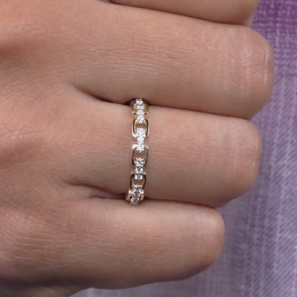 14K Gold Lab Grown Diamond Open Link Chain Ring