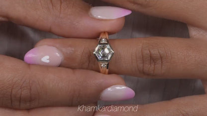 1CT Hexagon Step Cut Lab Diamond | Bezel Wedding Ring for Her