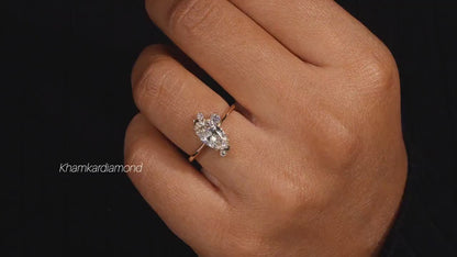 1.00CT Marquise Lab Diamond Cluster Ring, Engagement/Wedding Gift
