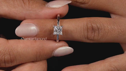 1CT Princess Cut Lab Diamond Ring | Solitaire Engagement Ring