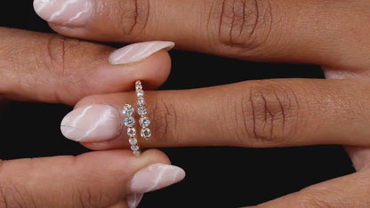 Open Cuff bypass Round Cut Lab Grown Diamond Wrap Ring,
